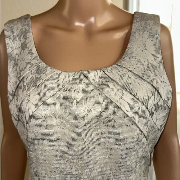 NWT Preston & York Cream and Gray Floral Dress Size 10 With a Coat Size 8. - Picture 9 of 16